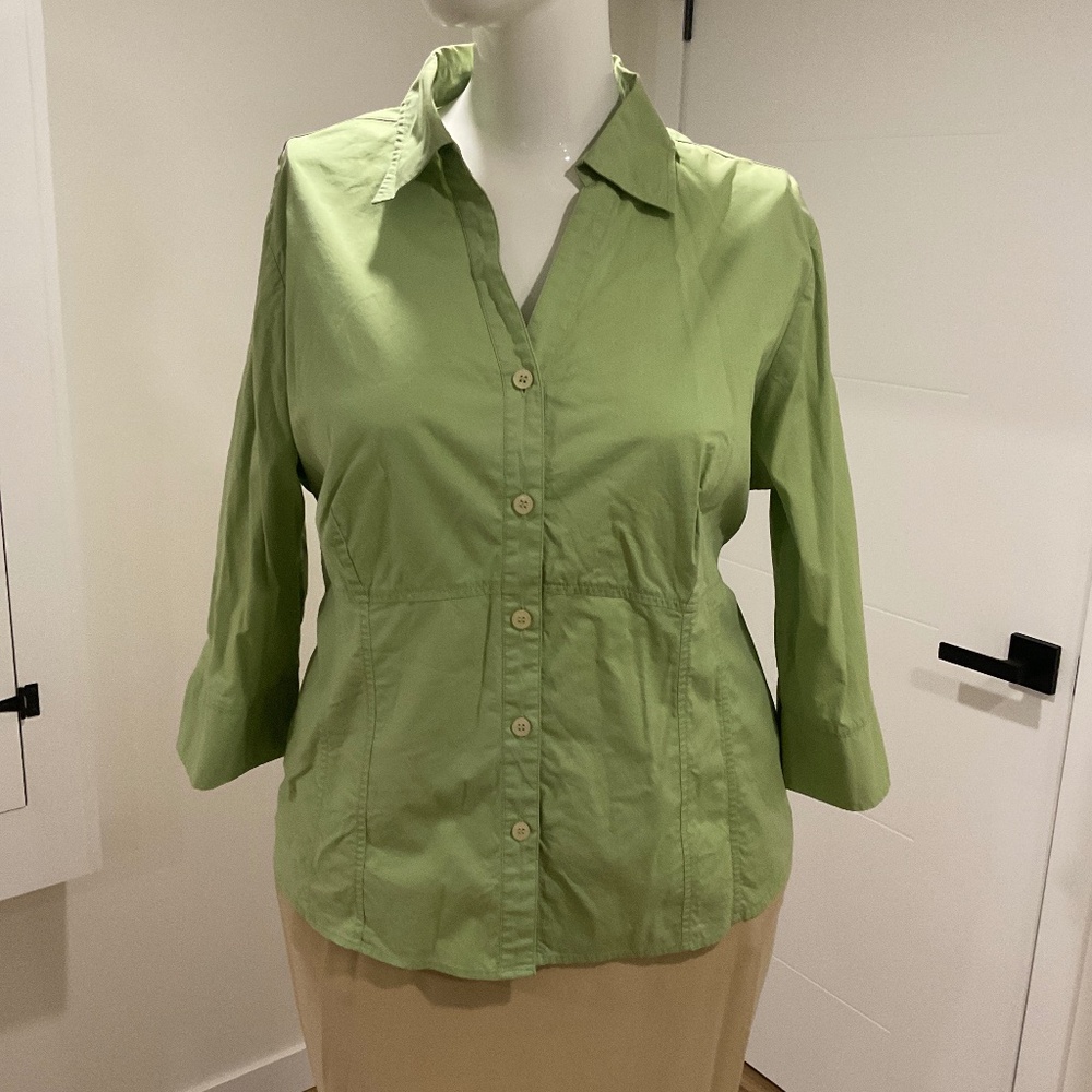 Style & Co. Light Green Button-Front Blouse